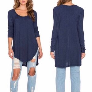Free People Ventura Thermal Top Navy Medium long sleeve bohemian Lagenlook